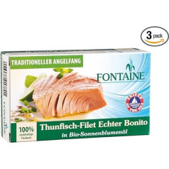 Fontaine Tuna Real Bonito in Organic Sunflower Oil 120 g Canned Fish Pack of 3 x 120 g