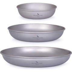 iBasingo Camping Titanium Plate Small Serving Plate Party Ultralight Outdoor Picnic Metal Tableware Set for Food Meat Fruit Sauce Dessert Durable Pan Cookware Ti1104T