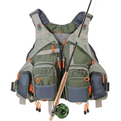 Kylebooker Fly Fishing Vest Adjustable Size Mesh Multi-Pocket Jacket