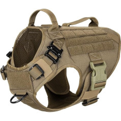 ICEFANG Tactical Dog Harness with 2 Handles Molle Vest No Pull Front Leash Hook and Loop for Dog Patch (M (Neck 16