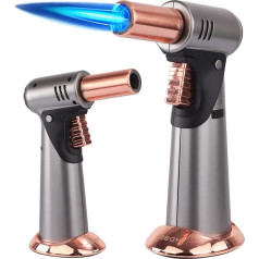Butane Burner, Adjustable Flame for Lighters, Butane Flashlight, Premium Double Flame Large Kitchen Torch Lighters with Safety Lock Adjustable
