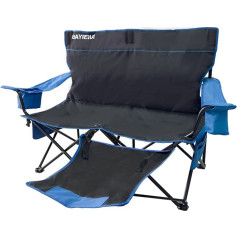 BAYIEIUI Camping Chair Foldable with Footrest 2 People XXL Folding Camping Chairs Garden Chair Double Folding Chair Fishing Chair 2 Seater for Adults with Armrest Storage Bag