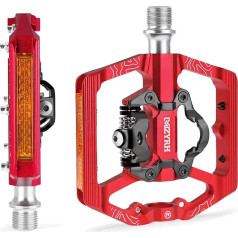 MZYRH MTB Mountain Bike Pedals, Bicycle Pedals with Reflectors, Aluminum 9/16 Inch 3 Sealed Bearings Double Sided Platform Compatible with Click Pedal