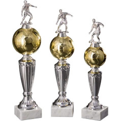 Henecka Football Trophies on White Marble Base Gold Silver with Engraving Choice of 3 Sizes or 3 Series