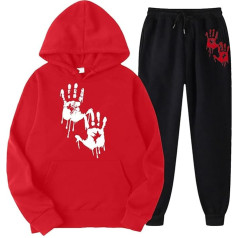 Women's Leisure Suit, Hoodie and Sweatpants, Hoodie Suit, Horror with Blood Print, Jogging Suit, Hood, Two-Piece Sweatsuit Set, Casual, Loose Lounge Set, Fashion Sports Outfit, Running