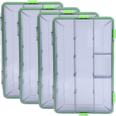 Kulport Tackle Boxes, Plastic Box, Plastic Storage Box with Removable Dividers, 3600 Tackle Tray and 3700 Tackle Trays, Bait Box and Terminal Equipment, 4 Packs Tackle Trays