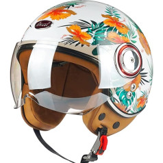 Electric Motorcycle Half Helmet Men and Women Four Seasons Universal Scooter Rain Helmet Retro Smart Summer Flashing Light Helmet with Open Face for Moped Cruiser Chopper, ECE Certified B, XL