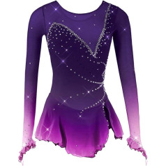 WQZzjm Eislaufkostüm für Mädchen, Eiskunstlaufbekleidung, Mannschaftssport-Wettkampf-Outfit, Turnanzug mit Farbverlauf (A 7/10)