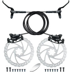 RUJOI Bicycle Disc Brake Kit, Front and Rear Aluminum Caliper, Full Aluminum Alloy Bicycle Brake Lever, 160mm Brake Disc, Mechanical Tool-free Pad Adjuster for Road Bike