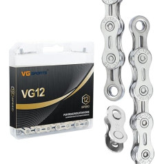 VG Sports 12 Speed Lightweight Semi-Hollow Bike Chain for MTB Road Bike Compatible with Shimano Sram 1/2 x 11/128 Inch 126 Links