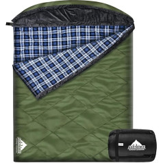 AGEMORE Cotton Flannel Sleeping Bag with Fleece Lined Hood, Waterproof 3-4 Seasons XL Sleeping Bag for Adults, Cold Weather Sleeping Bag for Camping