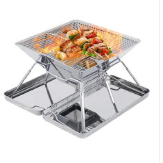 Foldable Campfire Grill, Camping Fire Pit with Carry Bag, Foldable BBQ Fire Pit Grill for Camping Camping Stove Stainless Steel for Camping Picnic BBQ