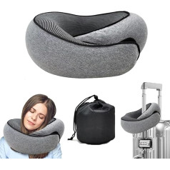 FENXIXIONE Reisekissen für Flugzeuge, Reisenackenkissen Nackenkissen Flugzeug Memory Foam Reisekissen Nackenkissen für Reisen Geeignet für Flugzeuge, Büros und Autos (Gray)