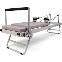 lwjunmm Pilates Reformer for Home, Beginner, Foldable Pilates Machine Equipment for Home, Pilates Reformer Machine with Metal Spring for Home, Studio Training, Beige, Dual Usetype