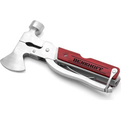 Maverton Multifunctional Tool with Engraving - Compact Multi-Tool - Personalised - Stainless Steel + Wood - Birthday Gift for Men - Dark Brown - Last Name