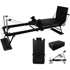 Foldable Pilates Reformer Machine with Advanced Track Core Bed Equipment - Perfect for Home Training and Gym with 5 Resistance Tubes for Beginners