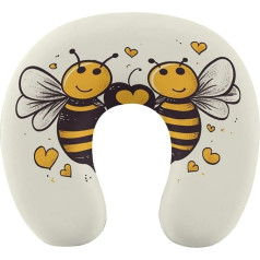 LHJKB U Shaped Travel Pillow Memory Cotton U Shaped Neck Pillow Bee Love Honey Printed Lightweight Portable Ideal for Airplane Chair, Car, Home, Office