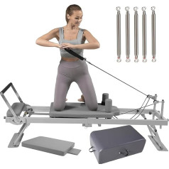 Generic Pilates Reformer Home Fitness Equipment, Foldable Pilates Reformer, with Metal Springs - Pilates Reformer Set for Use at Home and in the Gym