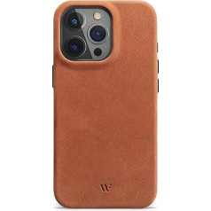 Wiiuka Case for iPhone 16 Pro, Leather from Germany, Leather Case Extra Thin, Premium Mobile Phone Case, Qi, Vintage Cognac Brown