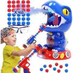EagleStone Movable Dinosaur Shooting Game for Kids Spaying & Car Scoring, Dino Shooting Target Game with 2 Pump Guns, 48 Foam Balls, Sound, Fun Gift for Boys & Girls, Party Favour