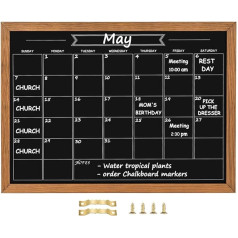 Umtiti Calendar Chalkboard, 45 x 60 cm, Magnetic Surface, Rustic, Brown, Solid Pine Wood Frame, Hanging Board for Office, School and Home (YLHB-QZ-4560,DE)