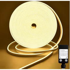 CCILAND LED Strip 10 m, 24 V Neon Strip, Dimmable 2700 K, Silicone Flexible LED Strip Light with Timer, Waterproof for Home, Kitchen, Indoor, Outdoor, DIY Decor (Warm White)