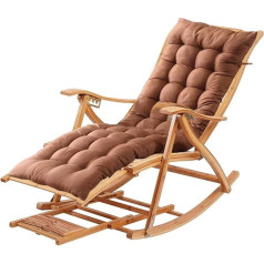 Wooruy Foldable Bamboo Deck Chair, Ergonomic High-Backed Chair with Massage Function, Adjustable Relaxing Chair for Garden, Balcony and Camping, Lightweight Beach Lounger Foldable