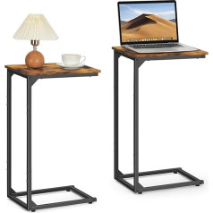 CADUKE C-Shape Side Table, Set of 2, 40 x 30 x 70 cm, Mobile Coffee Table, Metal Sofa Table, Laptop Table, Bedside Table for Living Room, Bedroom