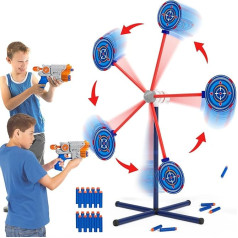 Children's Toy Shooting Game from 4-10 Years, Automatic Rotating Target Shooting Toy Set with 2 Toy Guns & 20 Foam Blasters Gift for Boys Girls Outdoor Indoor