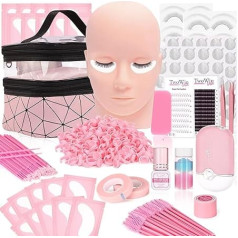TwoWin Eyelash Extensions Set, Complete Set, Eyelash Extensions Set Beginners, Eyelash Extensions Bag, Eyelash Extension Eyelashes, Tweezers, Eyelash Hair Dryer, Glue, Eyelash Remover