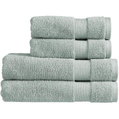 Christy Refresh Blue Towel Set | Set of 4 | 2 Bathtubs 2 Hands | Quick Drying | Tonal and Stylish | Soft, Absorbent Bath Towels | 100% Cotton 550 GSM | Machine Washable | Duck Egg