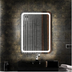 LEDTWIX Bathroom Mirror with Lighting, 50 x 60 cm, Bathroom Mirror with Lighting, Bathroom Mirror with Light, Lamp Approx. 4000 K