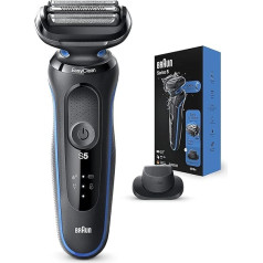 Braun Electric Shaver Series 5 with Precision Trimmer Attachment for Trimming Moustache and Sideburns, 100% Waterproof, 2 Pin Bathroom Plug, 50-B1200s, Blue Shaver