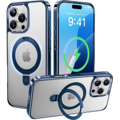 CASEKOO Original Titan Blue for iPhone 16 Pro Max Case with MagSafe and Invisible Stand, Military Protection, Non-Yellowing Clear Case, Thin Mobile Phone Case, Shockproof Protective Cover Blue