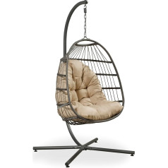 Garden Store Direct Single or Double Folding Cocoon Egg Chair Swing Seat Indoor Outdoor Perfect for Patio Garden Deck or Balcony (Single Cocoon)