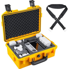 Lykus Titan MM410 Waterproof Case for DJI Mini 4 Pro, Yellow with shoulder strap, Suitcase