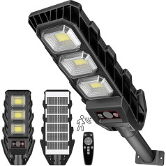 JESLED 90 W LED Solar Lights for Outdoor Use with Remote Control, 6000 K Solar Street Light for Outdoor Use with Motion Sensor, IP65 Waterproof, Suitable for Roads, Courtyards, Garage, Gardens