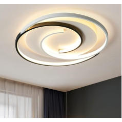 minifair Modern LED Ceiling Light 36 W 50 cm with Remote Control Geometry Round Black White Dimmable Flush-Mounted for Living Room Bedroom Kitchen