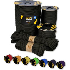 EdcX Paracord (4 mm), 35+ Solid Colours (10 m, 15 m, 30 m, 50 m, 100 m, 300 m), Ideal for Crafts, Camping, Outdoors, 100% Nylon Rope, Tactical 550 Cord, Type III