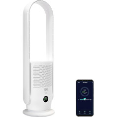 djive ARC Casual 2-in-1 Rotorless Air Purifier & Fan with HEPA 14 Filter & UV-C Light, App Control, Smart Home Alexa & Google Home, Child-Safe, for Bedroom & Living Area, Office, Clean White