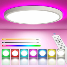 YiLaie 24 W Ceiling Light LED Ceiling Light Dimmable with Remote Control RGB Colour Changing Ceiling Lighting 3000K-6500K 2700LM IP44 Ceiling Lamp Living Room Ceiling Light Bedroom Diameter 30 cm