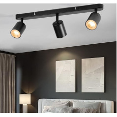 wowatt LED Ceiling Light Swivelling GU10 Black Ceiling Spotlight 3 Bulbs Ceiling Spotlights Wall Spotlight Rotatable Modern Spotlight Ceiling Light for Kitchen, Bedroom, Living Room (Bulb Not