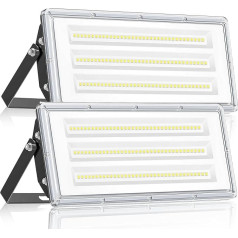YIQIBRO LED Outdoor Spotlight, 100 W, Pack of 2, 10000 lm, Super Bright LED Floodlight, Outdoor Spotlight, LED Waterproof IP67, 7000 K, Outdoor Spotlight with LED Transformer 85-265 V for Garden,