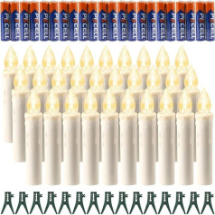 Koopower Pack of 40 LED Taper Candles Taper Candles with Timer Function and Remote Control - Battery Operated LED Candle Sticks - Ideal for Christmas Decoration, Weddings and Rooms (Ivory)