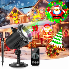 Segotendy Outdoor Christmas Projector, Christmas Decoration, LED Snowflakes Projection Lamp with 64 Cartoons, Waterproof Projector Lights with Remote Control for Christmas Lighting, New Year's Eve