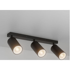Aipsun LED Black Ceiling Spotlight, 3 Bulbs, LED Ceiling Spotlight, GU10 Ceiling Spotlight, Rotatable and Swivelling LED Ceiling Light for Bedroom, Kitchen, Living Room (without Bulb)