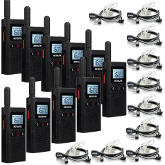 Retevis RB628 Radio, PMR446 Mini Rechargeable Walkie Talkie Adult 1500 mAh, LCD Screen VOX, Professional Radios with Headset for Hotel, School (Pack of 10, Black)