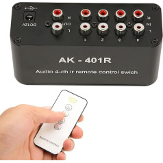 4 Channel RCA Switch Multifunctional 4 Way RCA AV Switch with IR Remote Control for DVD