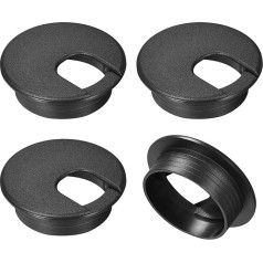 sourcing map Cable Hole Cover 50mm ABS Desk Cable Hole Cover Cable Grommet Hole Cover for Office Computer Desk Wire Organizer Black 4 Pack