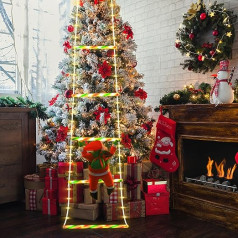 RANJIMA LED Santa Claus Ladder Fairy Lights, 1.7 m LED Christmas Lights, Power Operated with Timer, 8 Modes, Ladder Fairy Lights with Santa Claus for Indoor Outdoor Christmas Tree Christmas Decoration